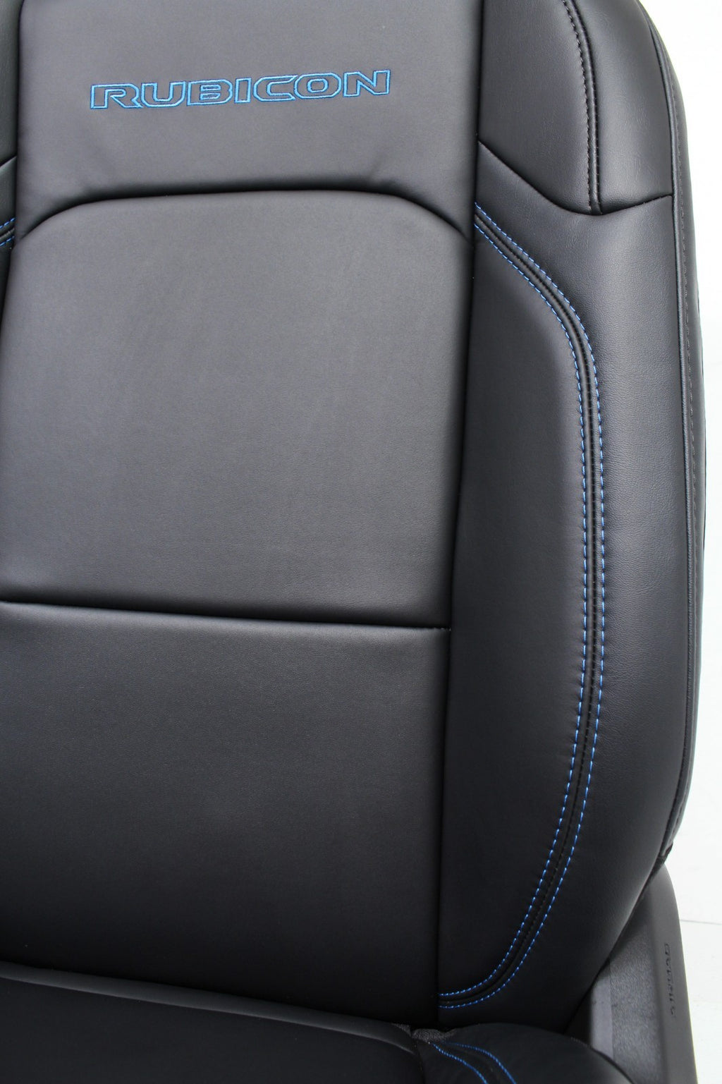 18-25 Jeep JL JLU Wrangler Seats, Black Nappa Leather w Rubicon Surf Blue Stitch
