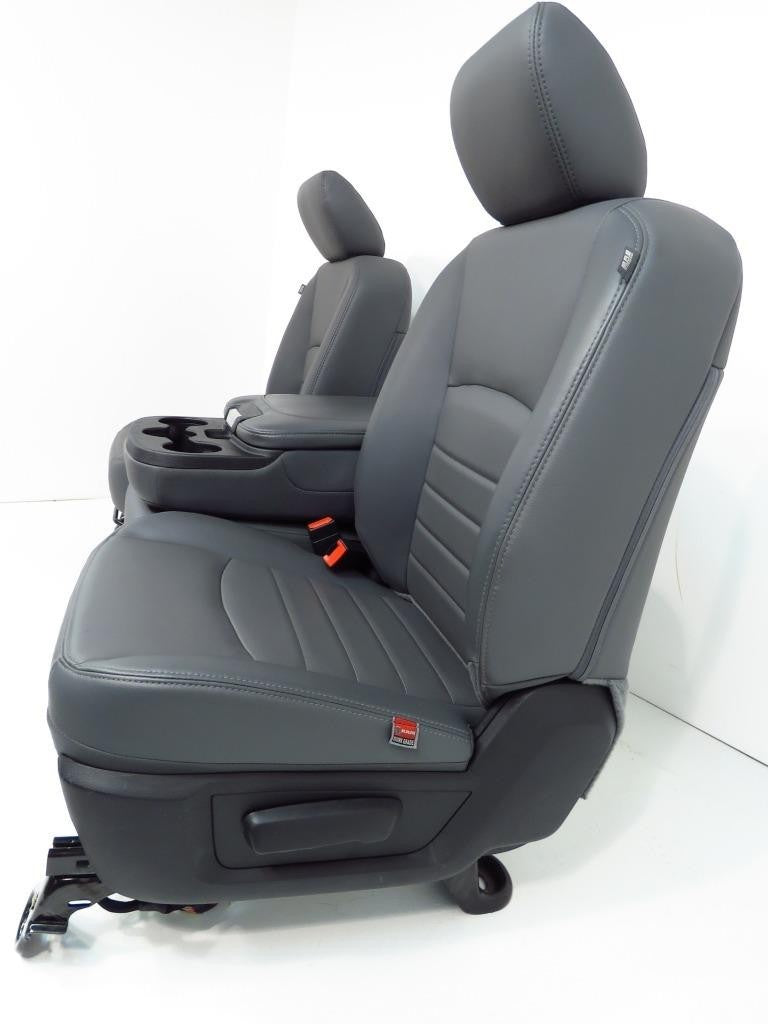 2009-2018 Dodge Ram Front Seats Set, Work Grade Gray Vinyl Split Bench Manual