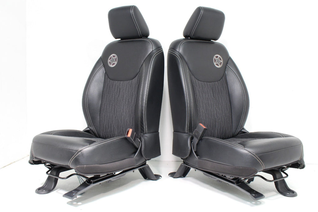 2007 - 2018 Jeep Wrangler JKU Seats Set, Oscar Mike Black Leather Freedom Edtn