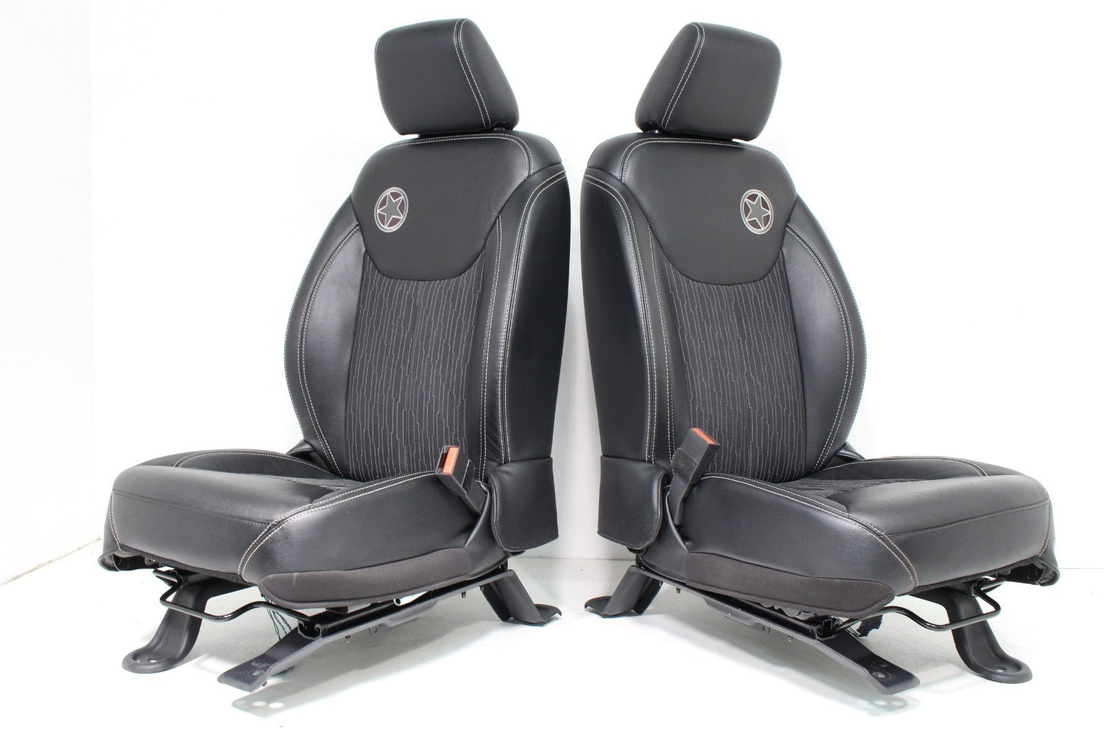 2007 - 2018 Jeep Wrangler JKU Seats Set, Oscar Mike Black Leather Freedom Edtn