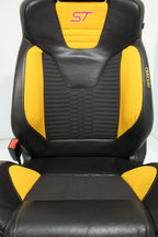 2012 - 2018 Ford Focus Recaro Seats Set, Black Leather w/ Tangerine Orange Cloth