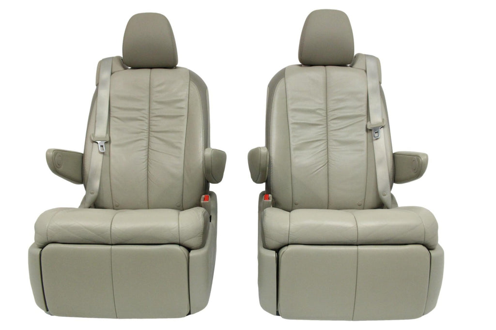 2011-2020 Toyota Sienna Second Row Recliner Seats, Bisque Beige Leather w/ Belts