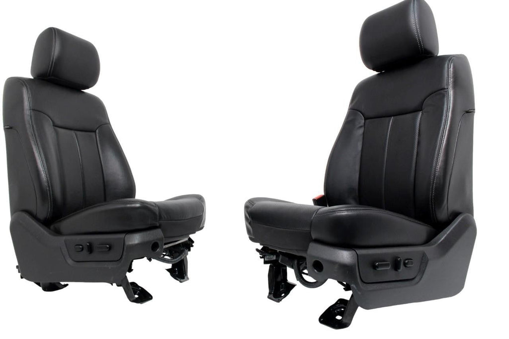 1999 - 2016 Ford Super Duty Front Seats, Lariat Black Leather, Power Heat Cool