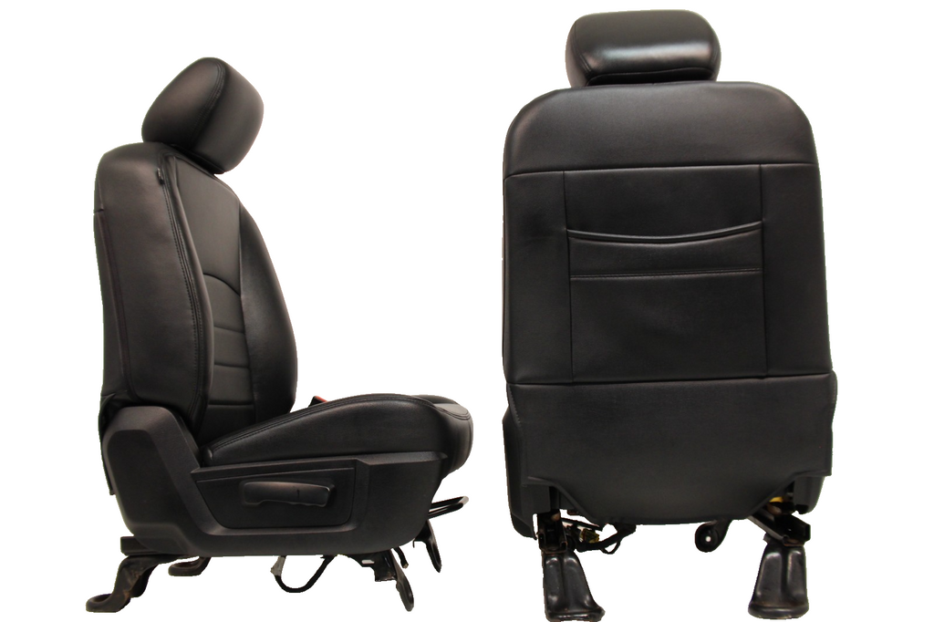 2002 - 2018 Dodge Ram Seats Set, Crew Cab Roadwire Black Leather w/ Power Driver