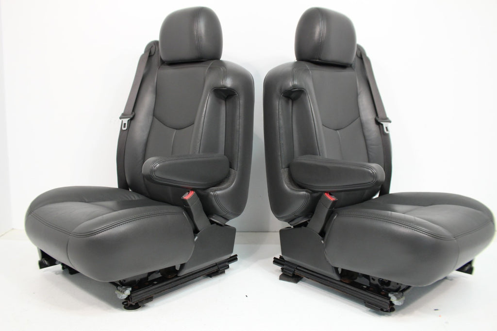 99-07 Sierra Silverado Front Seats, Dark Pewter Leather, Power 2-Way Lumbar