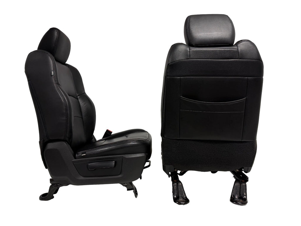 2002 - 2018 Dodge Ram Seats Set, Crew Cab Katzkin Black Leather Powered Heated