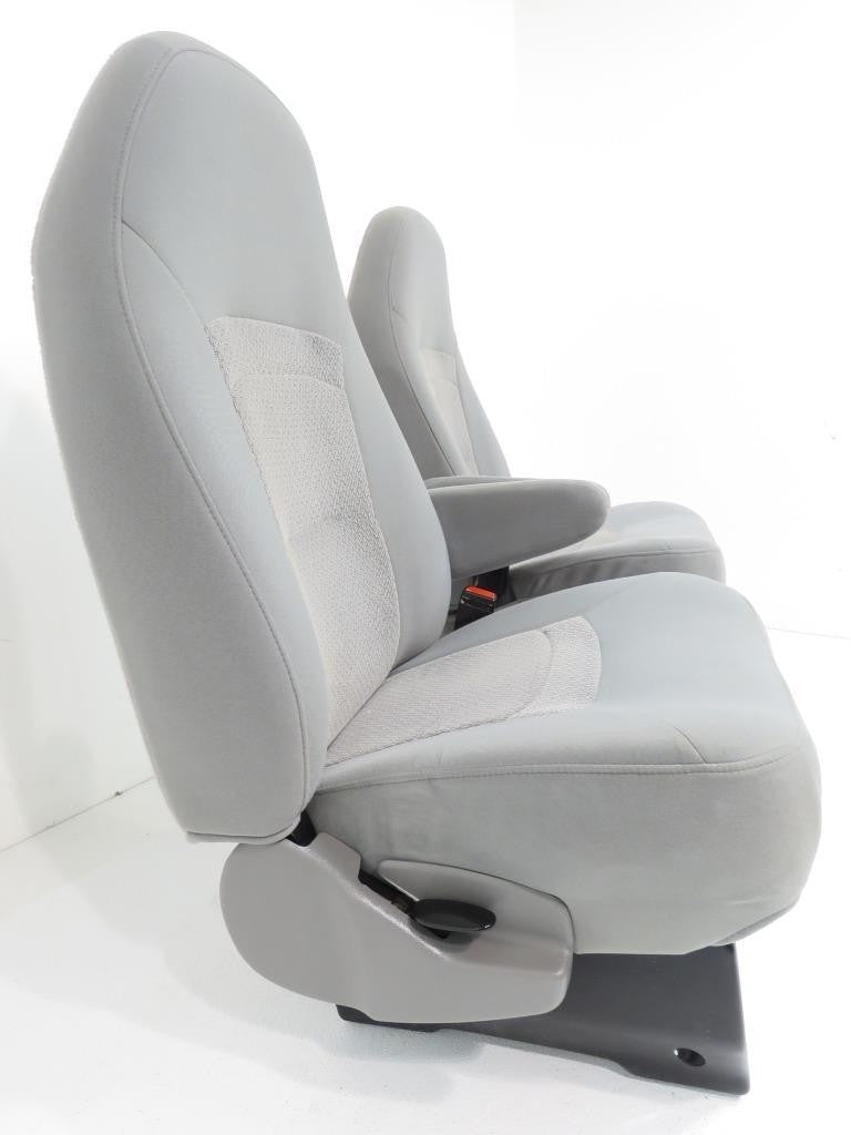 Ford Econoline Front Bucket Seats, Gray Cloth w/ Folding Armrests, Fits 1997+