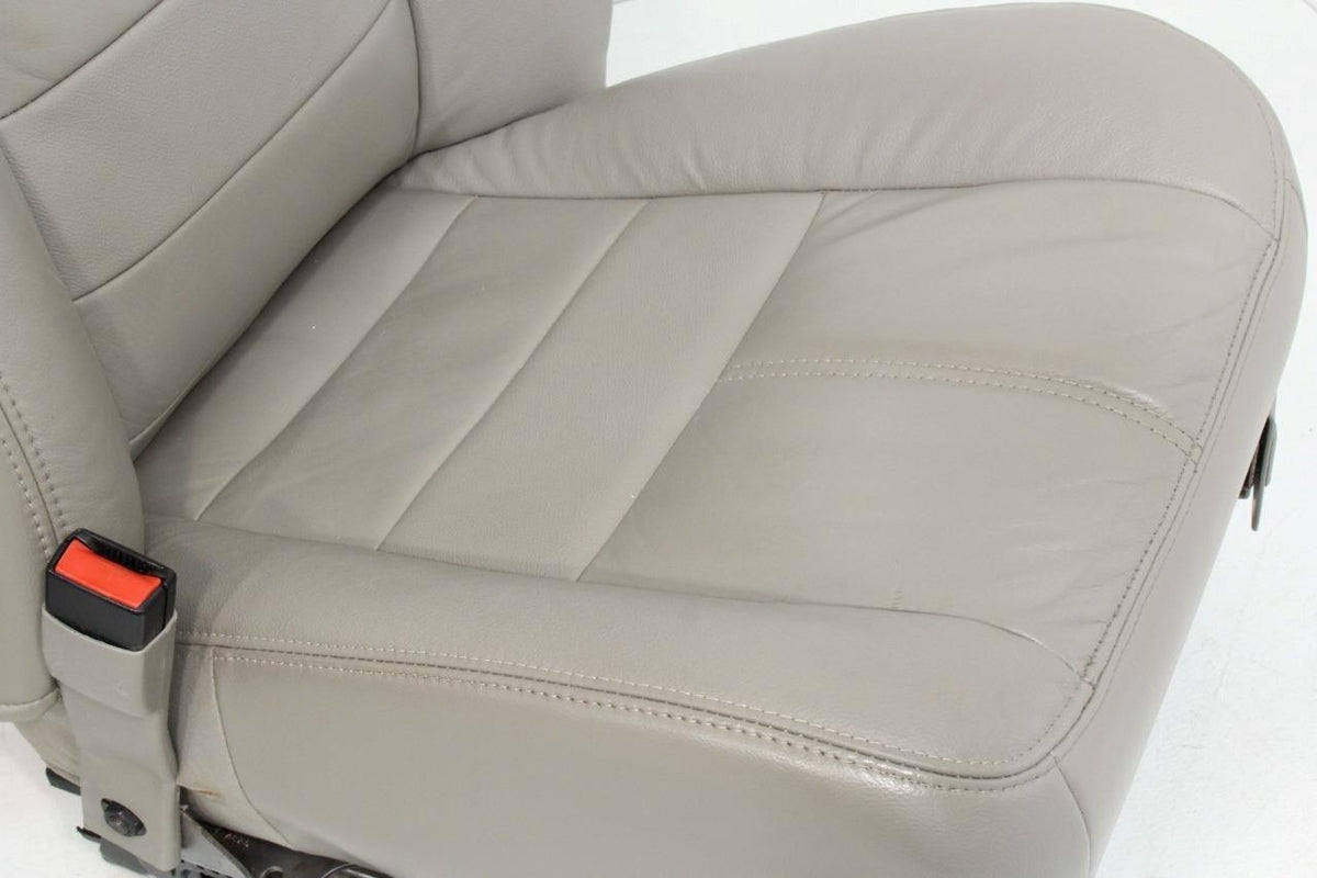 2008-2010 Ford Super Duty Front Seats, Power Stone Gray Leather Lumbar OEM