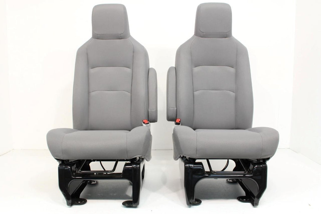 Ford Econoline Front Bucket Seats, Gray Cloth w/ Folding Armrests, Fits 1997+