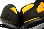 2012 - 2018 Ford Focus Recaro Seats Set, Black Leather w/ Tangerine Orange Cloth