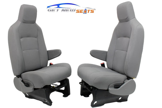 1992 - 2014 Ford Econoline E150 E250 E350 Van Gray Cloth Front Bucket Seats