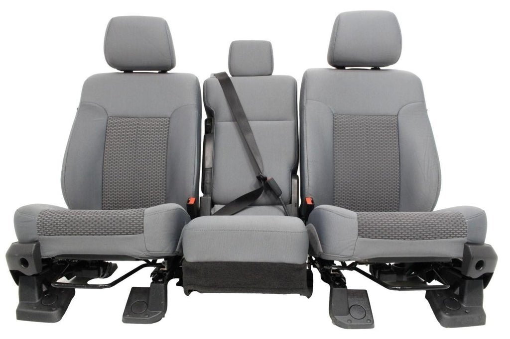 1999 - 2016 Ford Super Duty Front Seats, XL Steel Gray Cloth Bench w/ Jumpseat