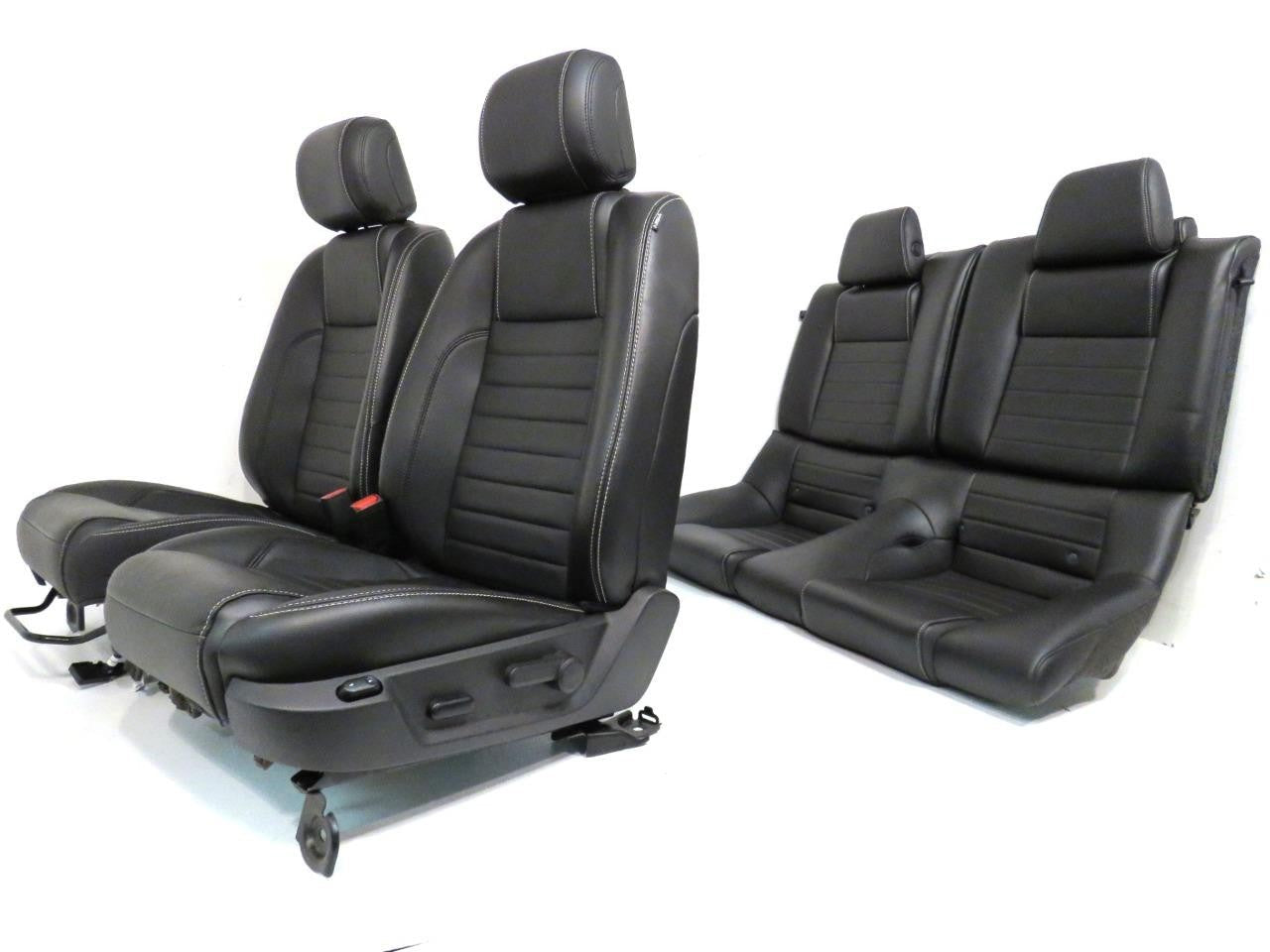 2005 - 2014 Ford Mustang Coupe Seats Set, GT Black Leather w/ Power Driver OEM