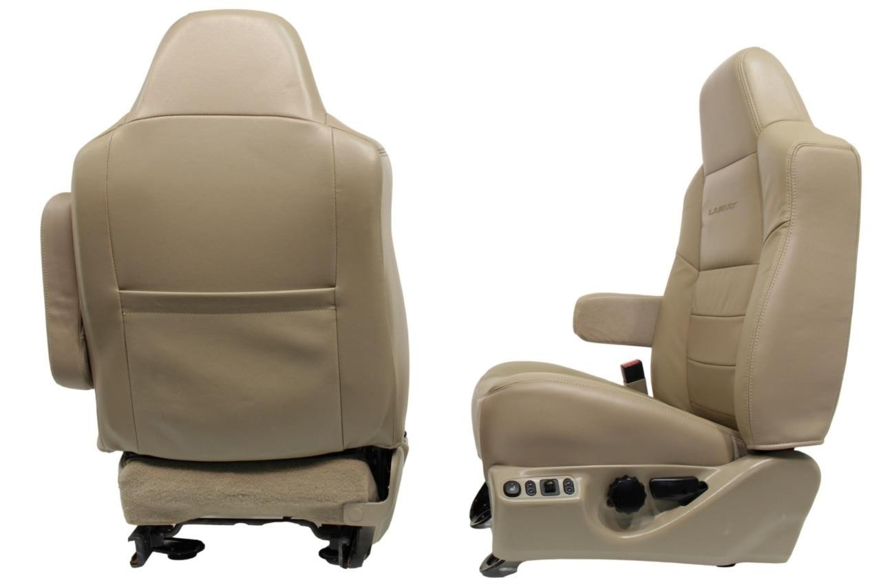 1999 - 2007 Ford Super Duty Front Bucket Seats, Tan Leather Power Heat Lariat