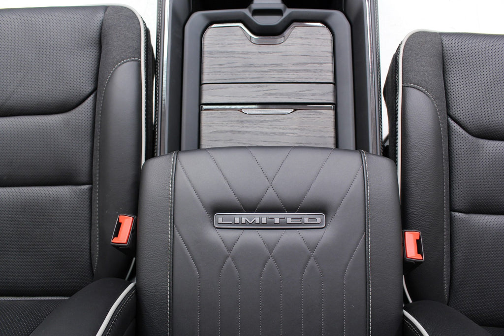 2019-2026 Ram 1500 Interior Seats Console Panels, Limited Quilted Black Leather