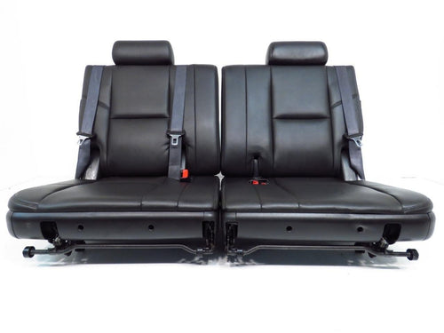 2007 - 2014 Escalade Chevy Suburban Tahoe Third Row Seat LTZ Black Leather Pair