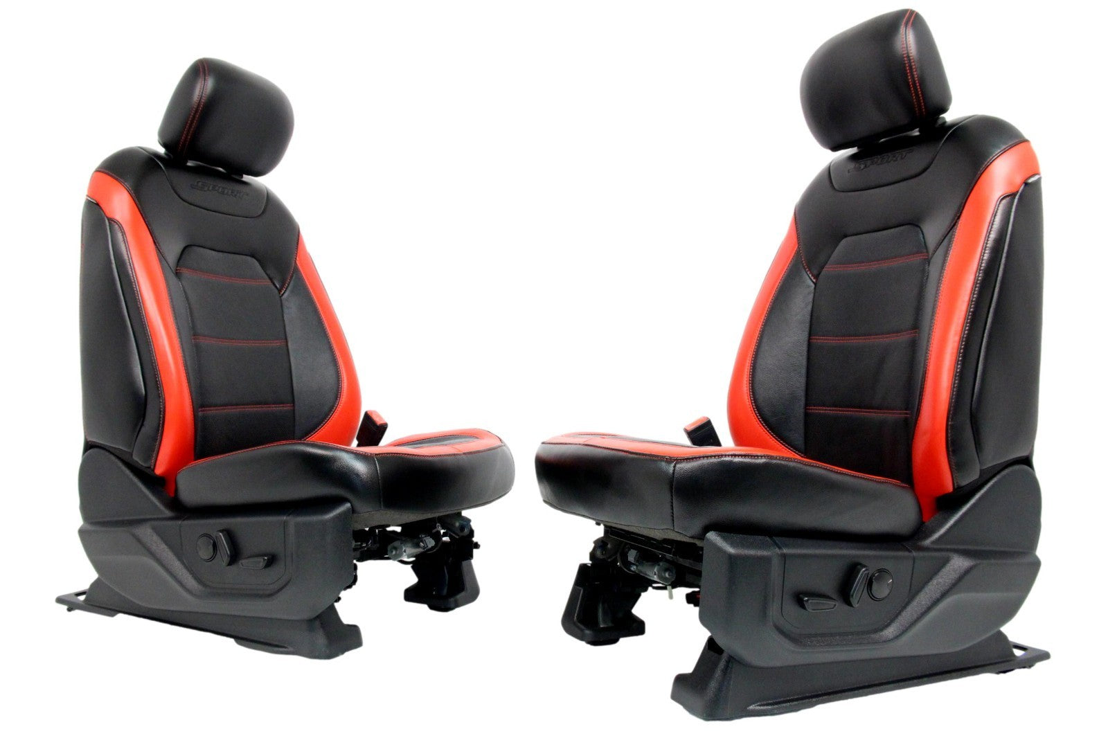 2015 - 2022 Ford F150 Super Duty Front Seats, Black Red Leather Lariat Sport OEM