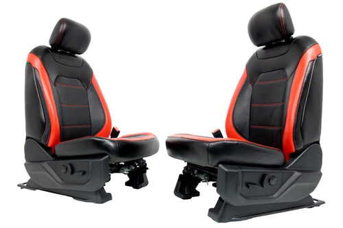 2015 - 2022 Ford F150 Super Duty Front Seats, Black Red Leather Lariat Sport OEM