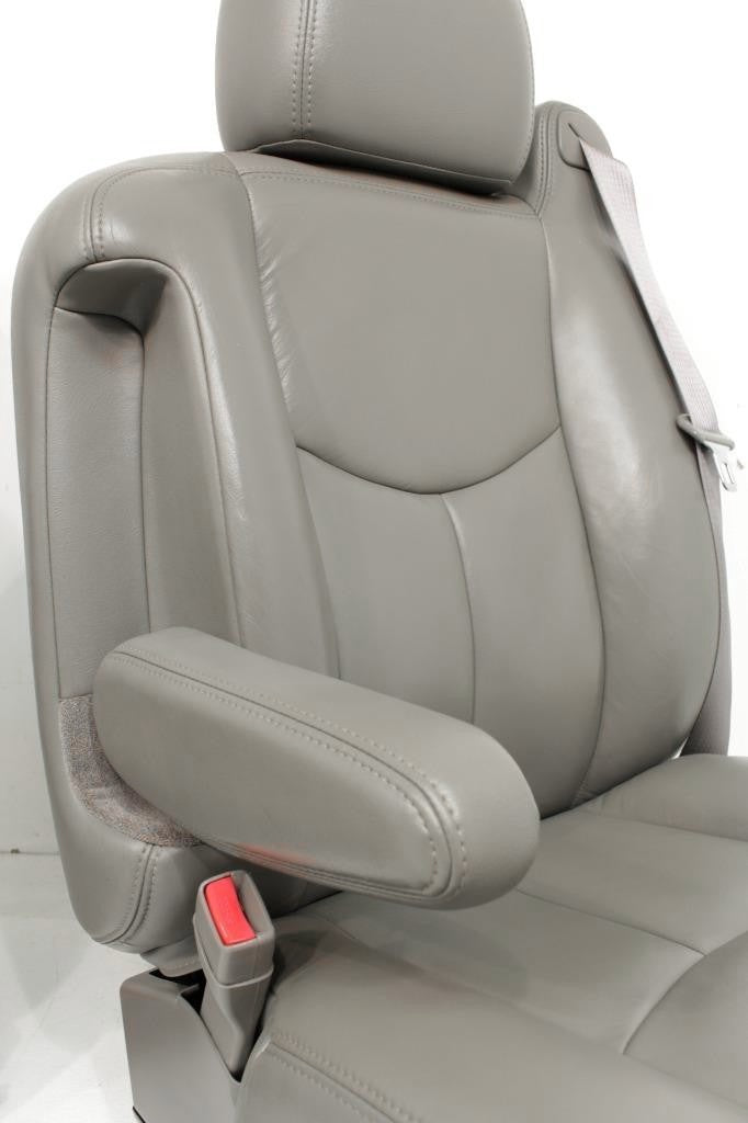 1999-2007 Sierra Silverado Heated Power Leather Seats Pewter Gray, 2-Way Lumbar