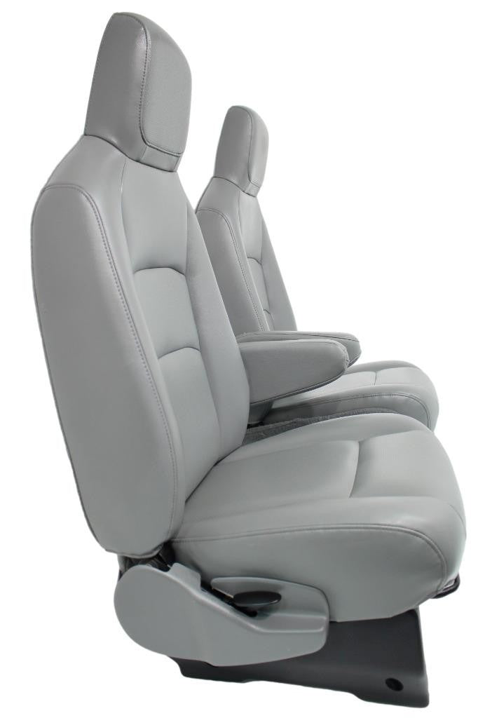 Ford Econoline Front Bucket Seats, Gray Vinyl w/ Folding Armrests, Fits 1997+