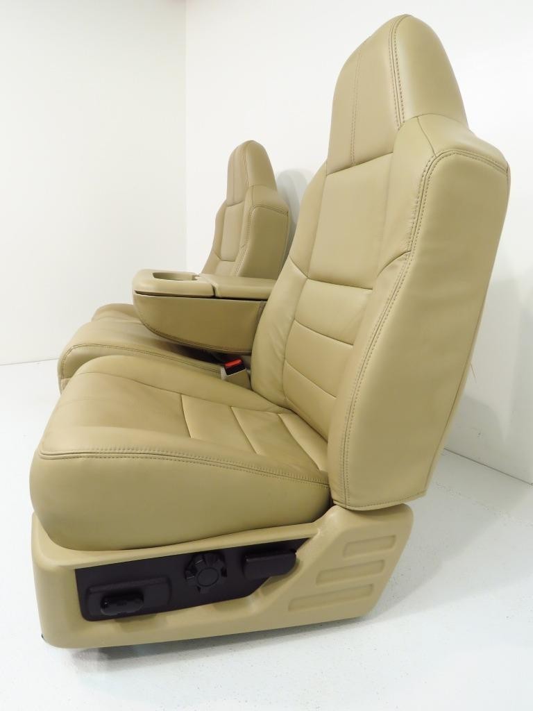2008 - 2010 Ford Super Duty Front Seats w/ Jump, Lariat Tan Leather Heated Power