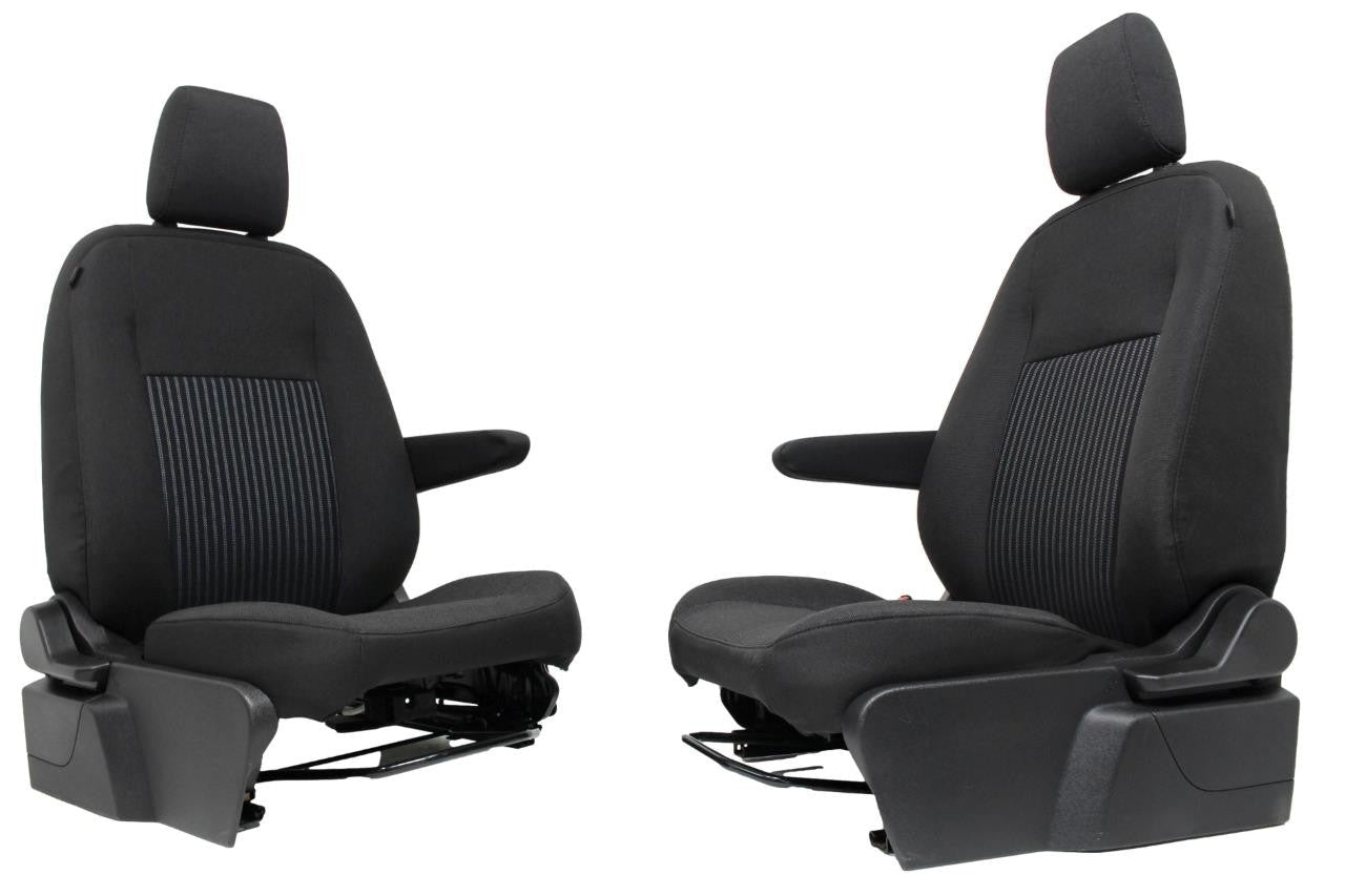 2015 - 2023 Ford Transit Black Cloth Front Bucket Seats with Armrests