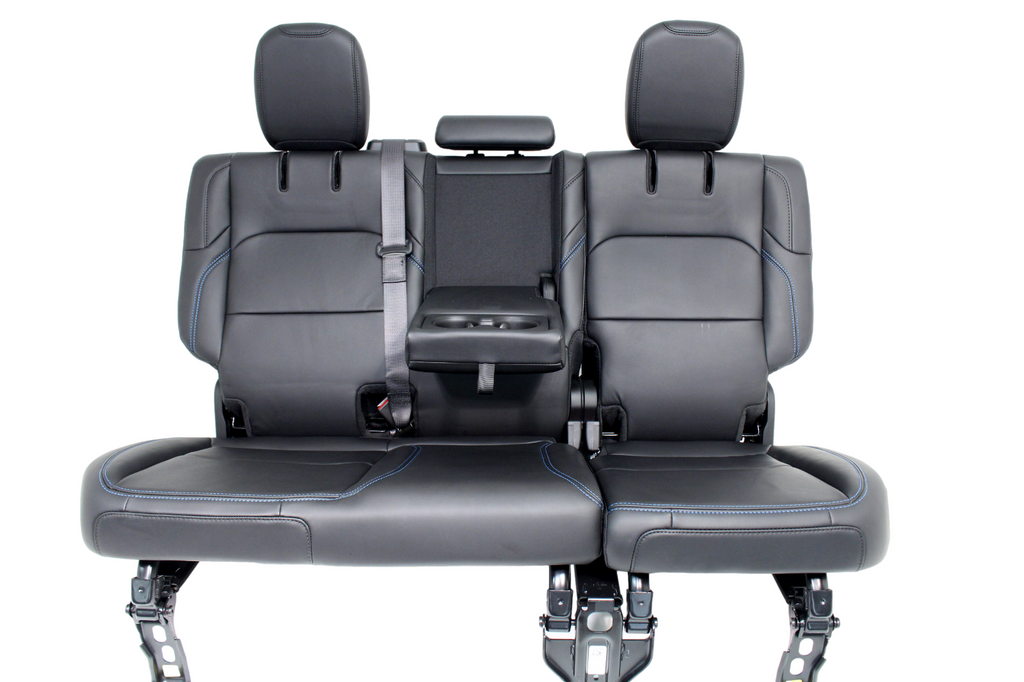 21-25 Jeep JL JLU 4xE Wrangler Back Seats, Black Nappa Leather Surf Blue Stitch