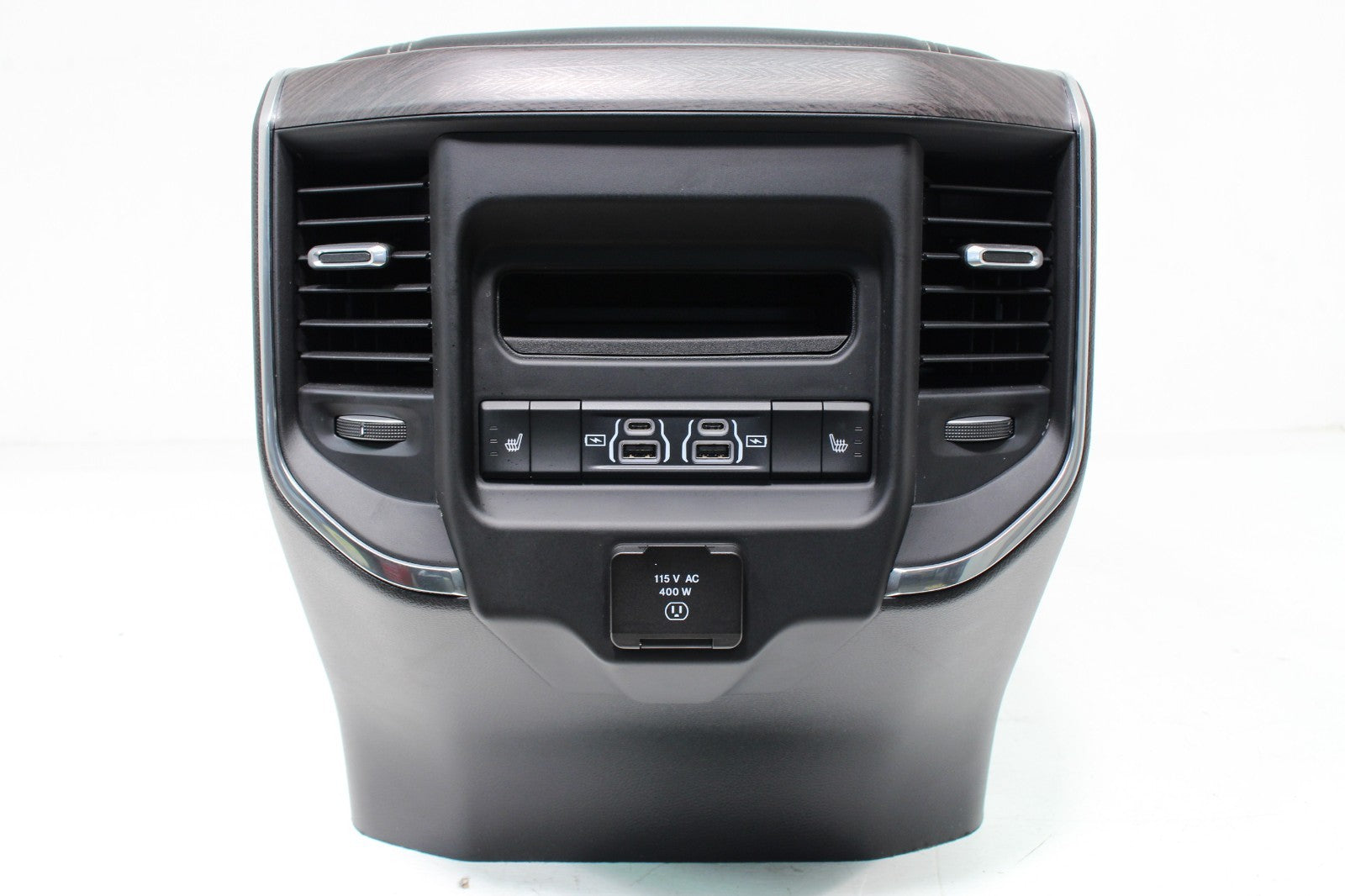 2019 - 2026 DT Ram 1500 Center Console, Black Leather w/ Logo, Wireless Charging