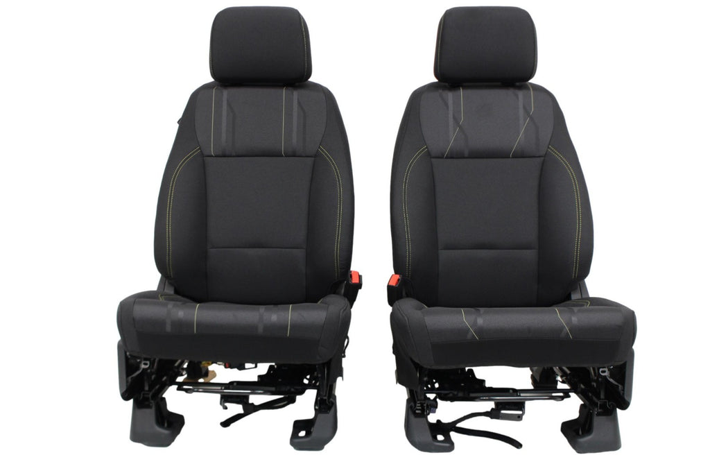 2015+ Ford F150 & Super Duty Seats, Manual STX Black Cloth w/ Lime Green Stitch