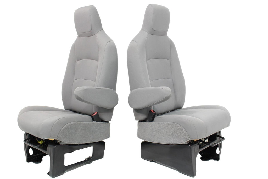 Ford Econoline Front Bucket Seats, Gray Cloth w/ Folding Armrests, Fits 1997+