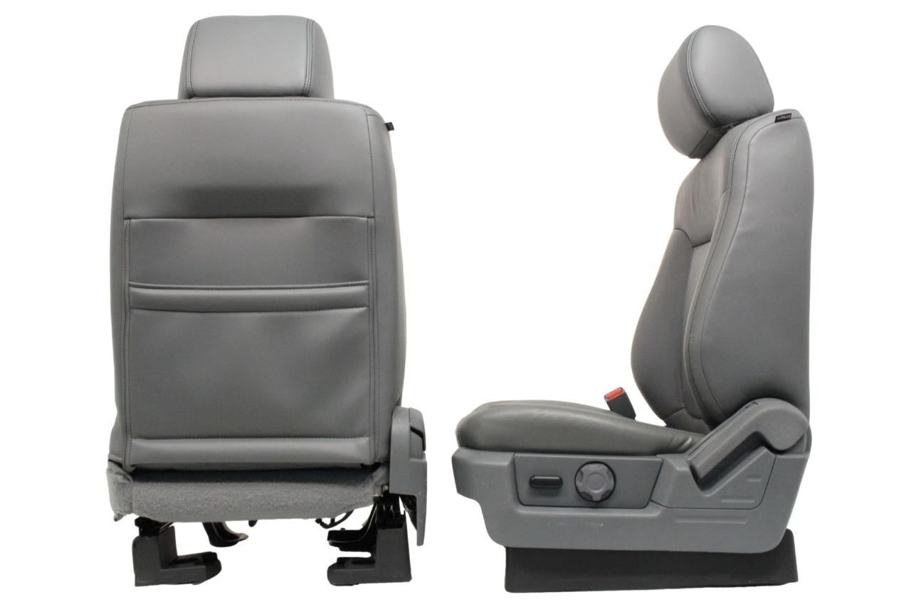 2009 - 2014 Ford F150 Front Seats, XLT Steel Gray Leather w/ Power Driver Seat