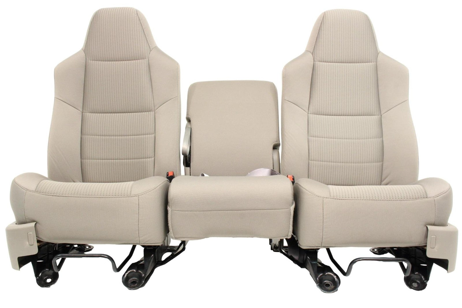 1999-2010 Ford Super Duty Stone Gray Cloth Bucket Seats with Folding Jump Seat