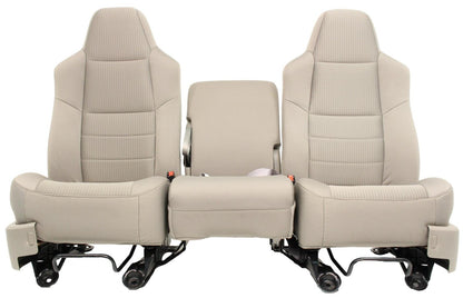1999-2010 Ford Super Duty Stone Gray Cloth Bucket Seats with Folding Jump Seat