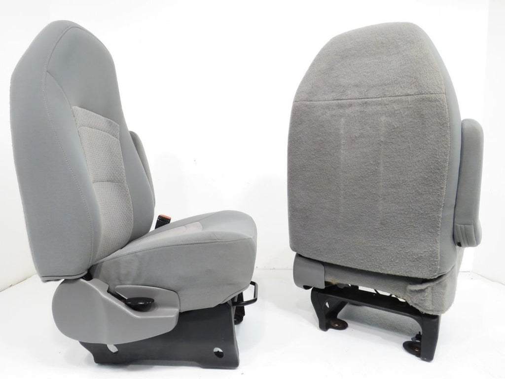 Ford Econoline Front Bucket Seats, Gray Cloth w/ Folding Armrests, Fits 1997+