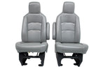 Ford Econoline Front Bucket Seats, Gray Vinyl w/ Folding Armrests, Fits 1997+