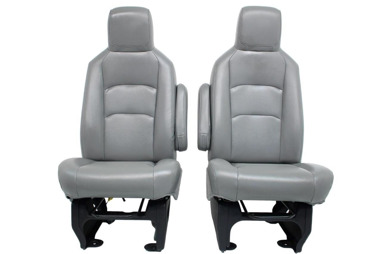 Ford Econoline Front Bucket Seats, Gray Vinyl w/ Folding Armrests, Fits 1997+