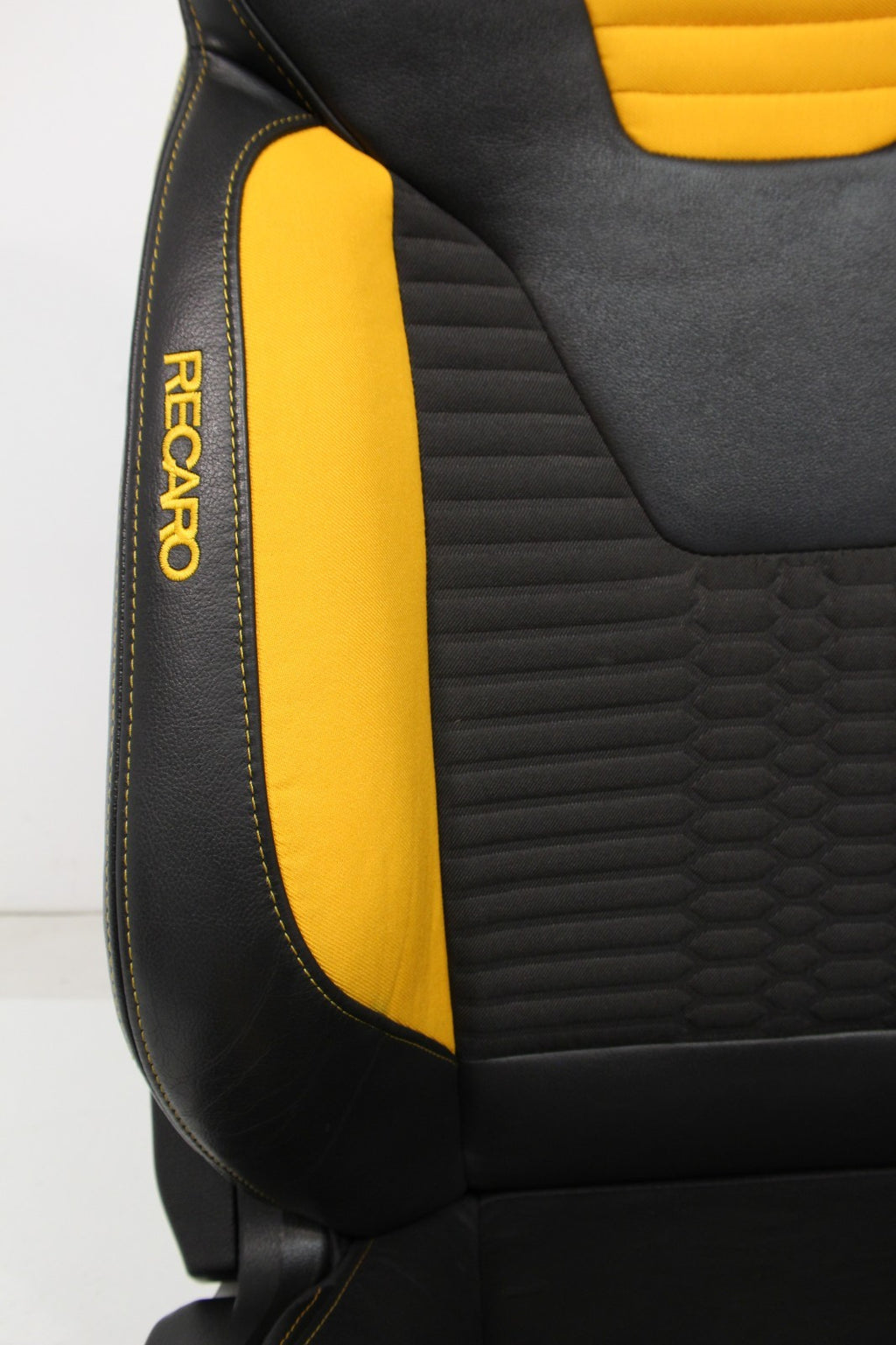 2012 - 2018 Ford Focus Recaro Front Seats, Black Leather Tangerine Orange Cloth