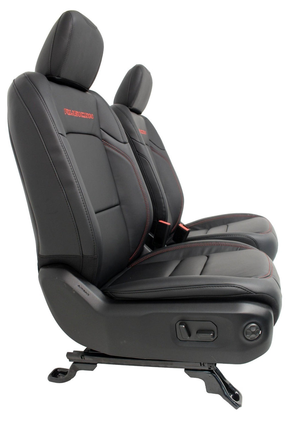 2018 - 2026 Jeep Wrangler Seats Set, JKU 4Dr Rubicon Black Nappa Leather w/ Red