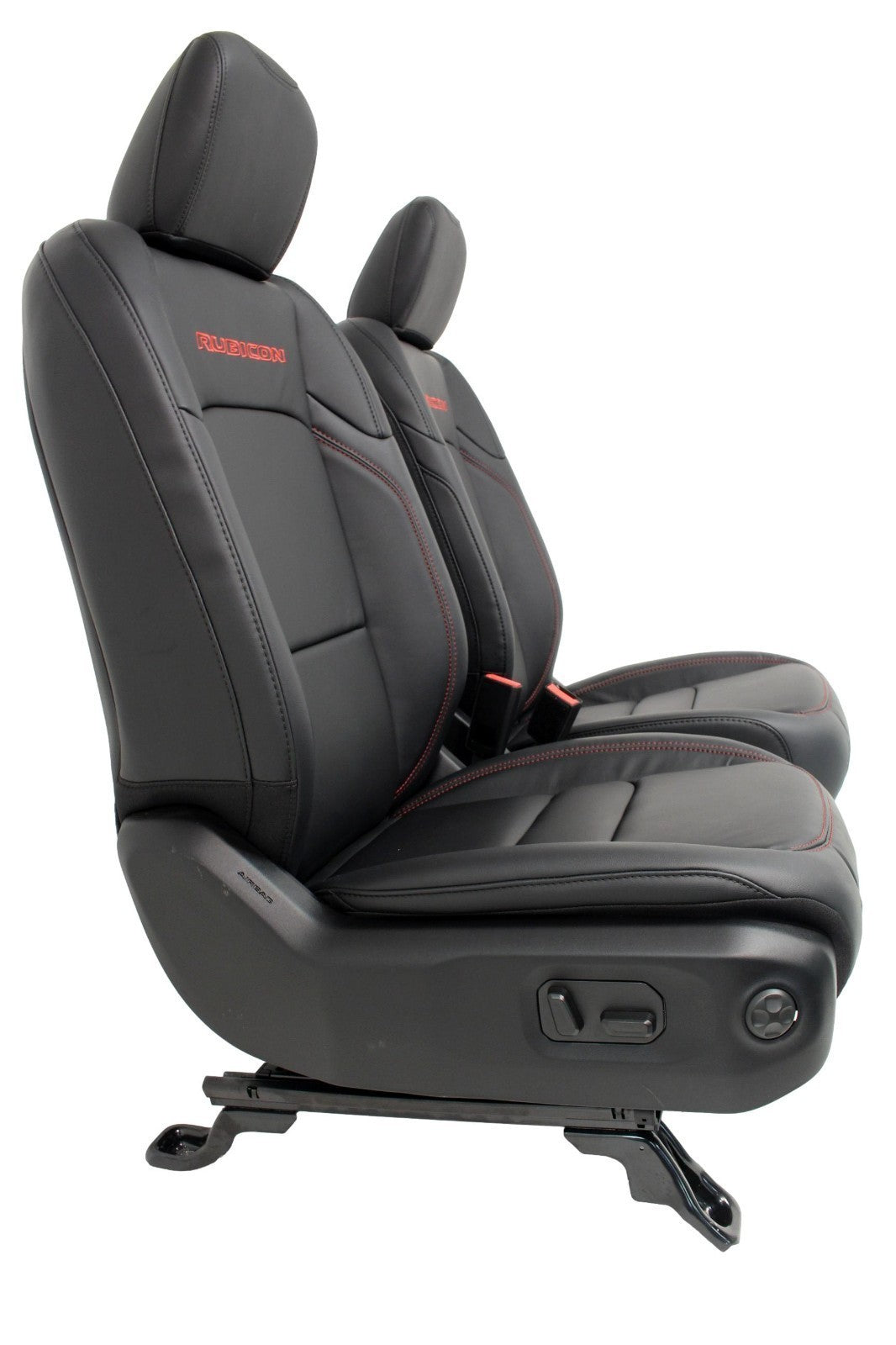 2018 - 2026 Jeep Wrangler Seats Set, JKU 4Dr Rubicon Black Nappa Leather w/ Red