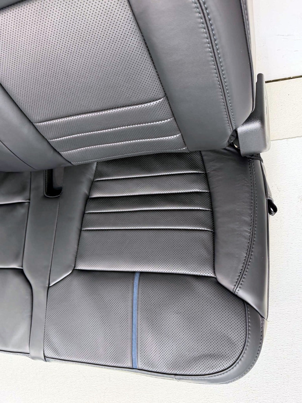 2021 - 2026 Ford F-Series Crew Cab Back Seat, Platinum Black Leather Blue Stripe