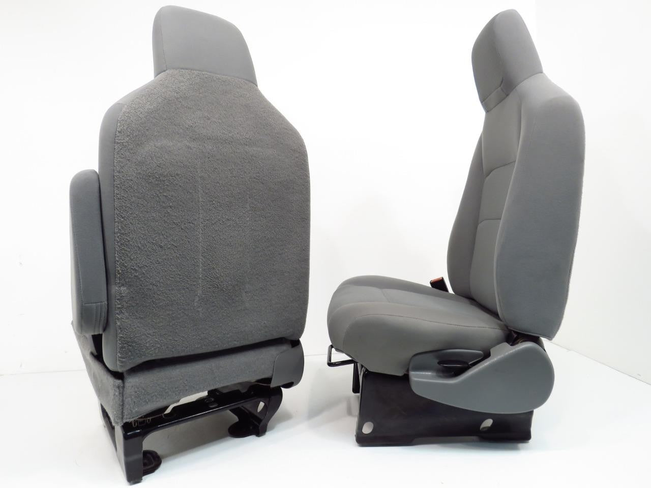 Ford Econoline Front Bucket Seats, Gray Cloth w/ Folding Armrests, Fits 1992+