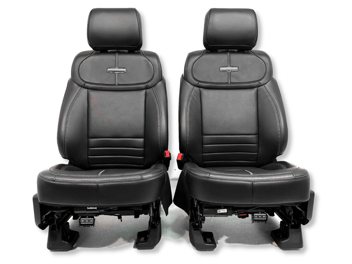 2021 - 2026 F-150 Super Duty Platinum Front Seats, Black Leather Gray Massaging