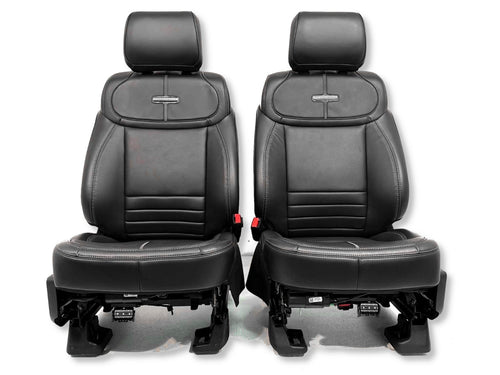 2021 - 2026 F-150 Super Duty Platinum Front Seats, Black Leather Gray Massaging