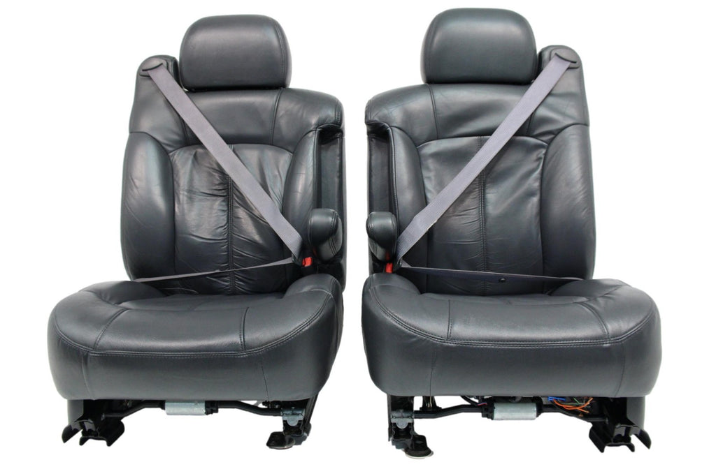 1999 - 2002 GMC Sierra Chevy Silverado Seats, Graphite Off-Black Leather, Power