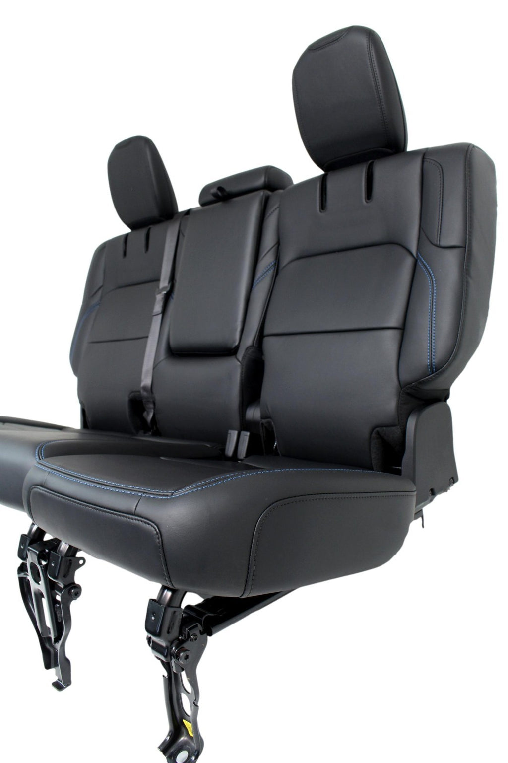 18-25 Jeep JL JLU Wrangler Seats, Black Nappa Leather w Rubicon Surf Blue Stitch