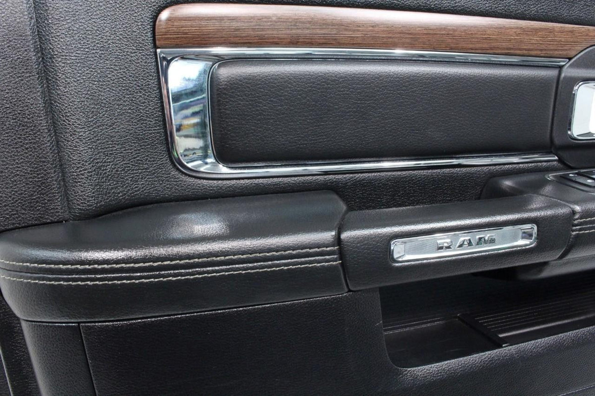 2013-2018 Ram Crew Cab Door Panel Set, Laramie Black Leather & Wood w/ Switches
