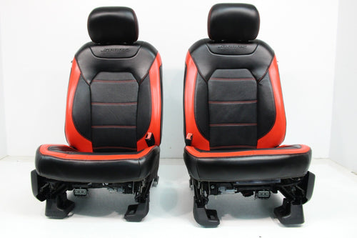 2015 - 2022 Ford F150 Super Duty Seats Set, Black Red Leather Lariat Sport OEM