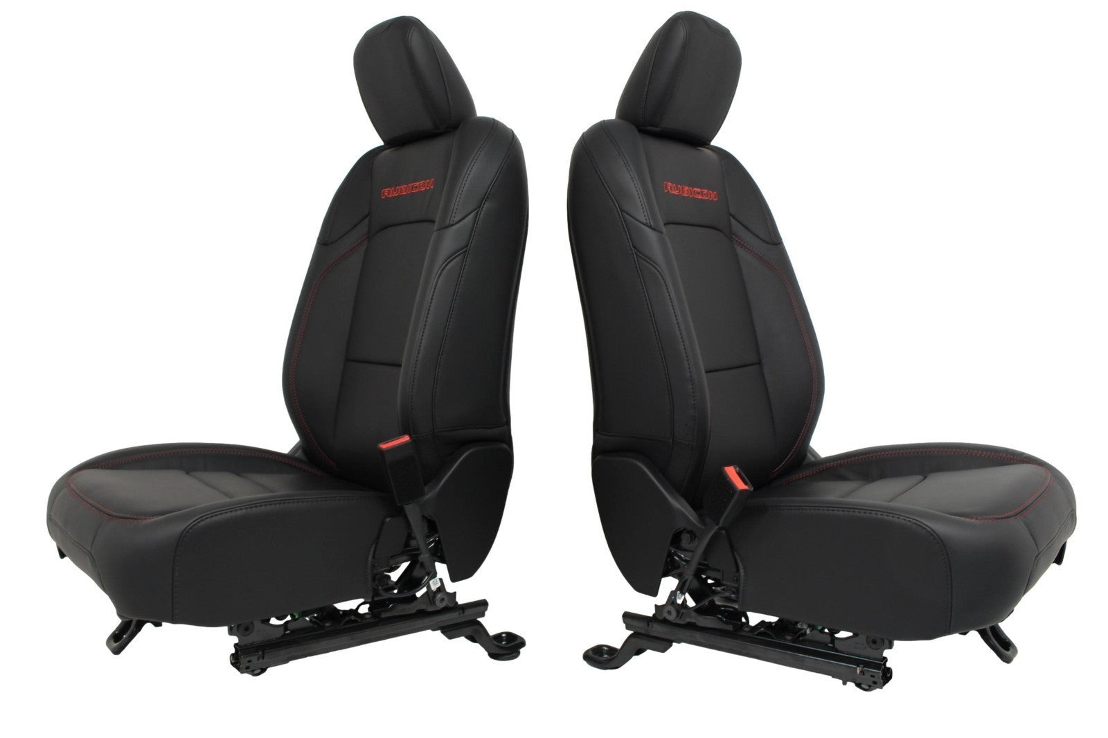 2018 - 2026 Jeep Wrangler Seats Set, JKU 4Dr Rubicon Black Nappa Leather w/ Red