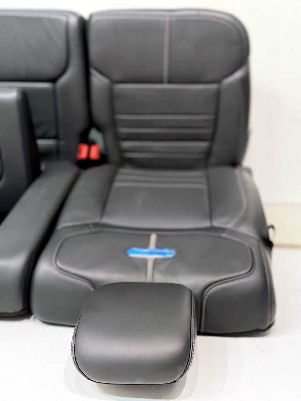 2021 - 2026 Ford F-Series Crew Cab Back Seat, Platinum Black Leather Gray Stripe