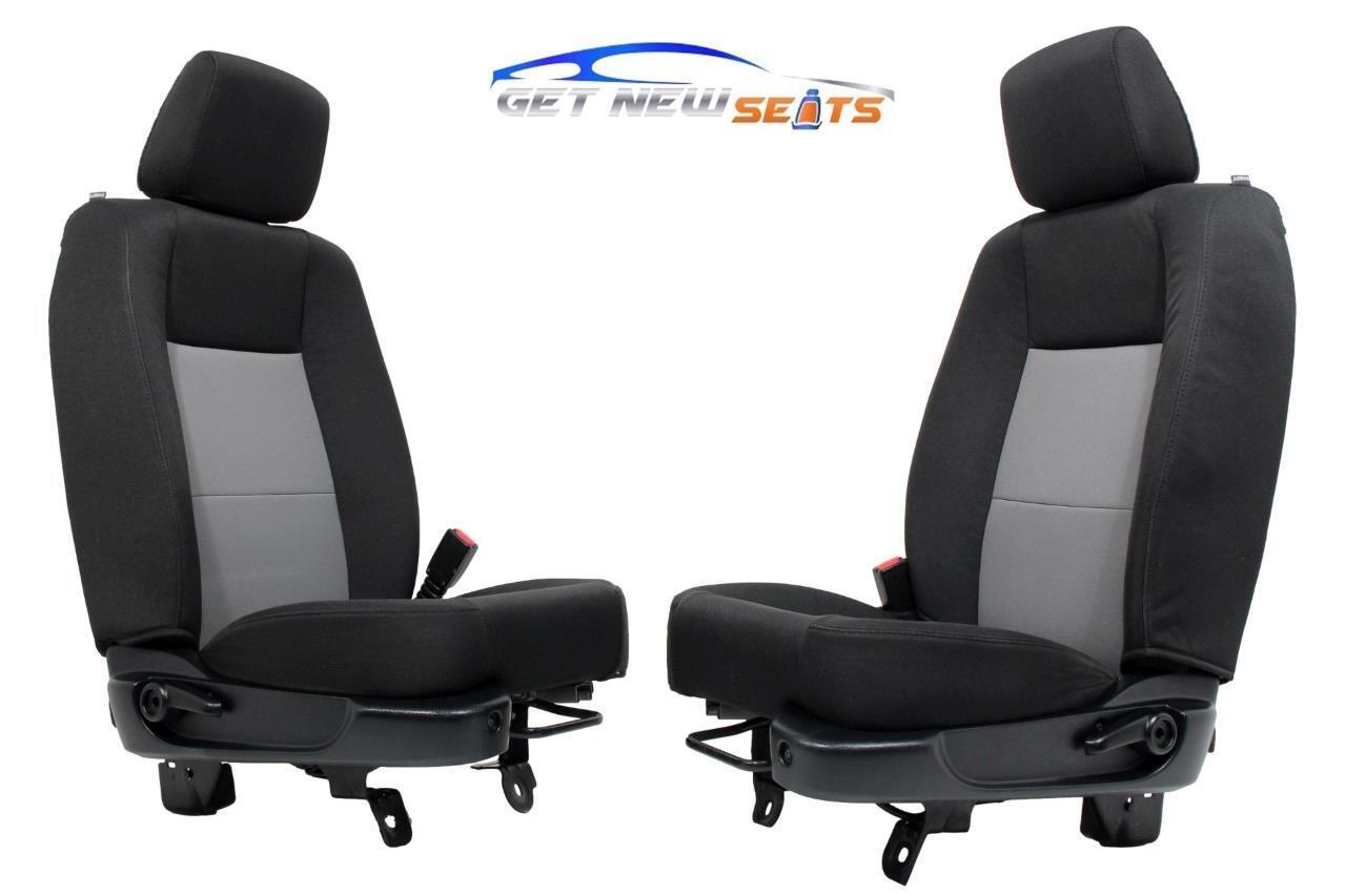 Ford Ranger Extended Cab Front BUCKET Black Grey Cloth Seats 1998 - 2011